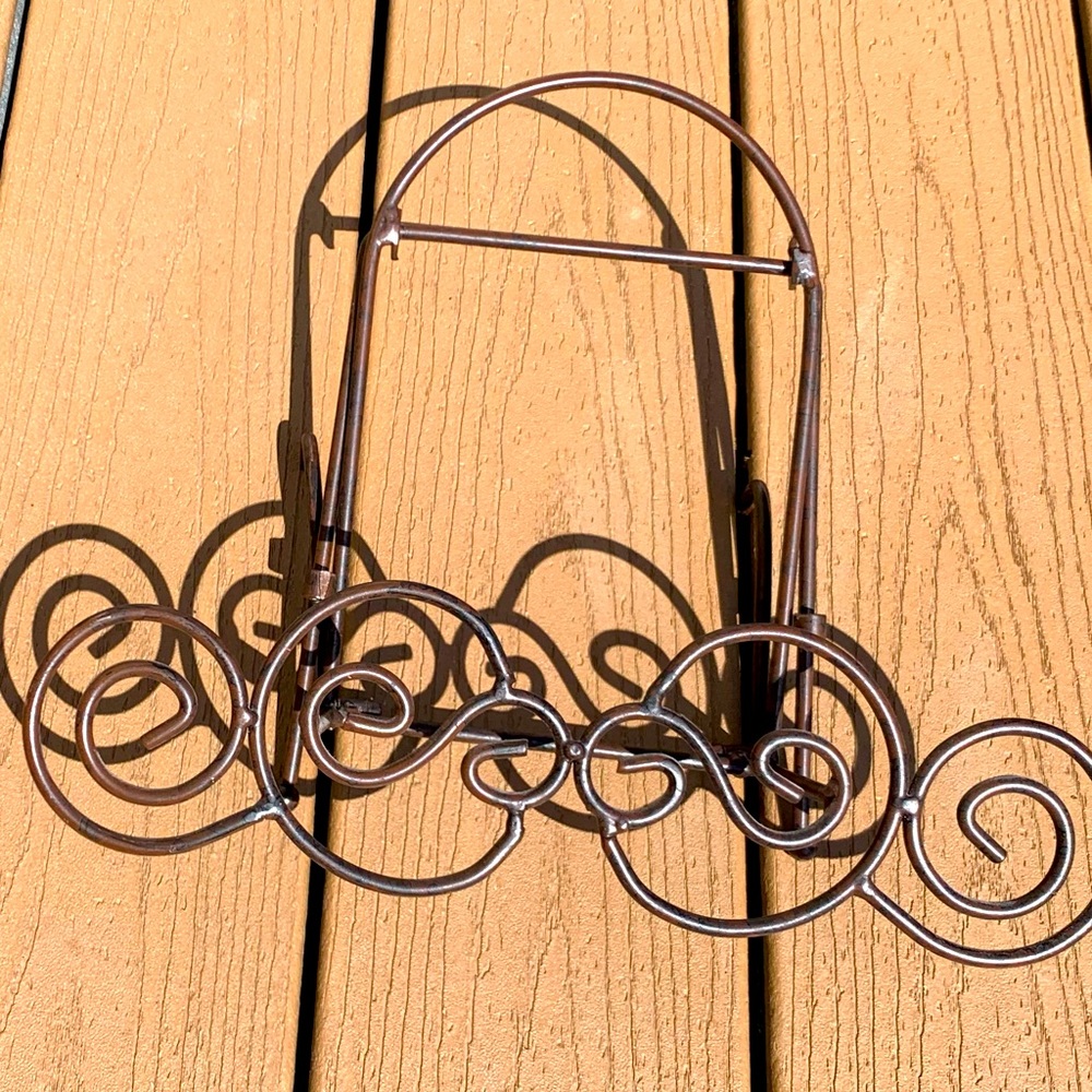 SCROLLED BRONZE WROUGHT IRON BOOK DISPLAY STAND (BOOK NOT INCLUDED)